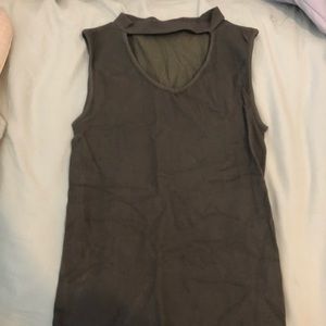 Green v-neck cut out top